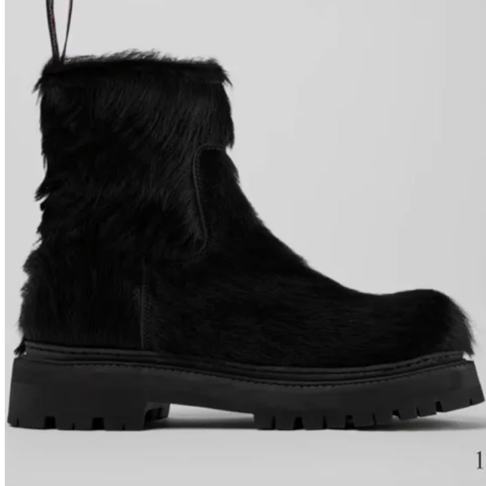 Camperlab Ankle-Boot Unisex Eki.. Calf Hair Black Boots.. Size...Men 41/US 8